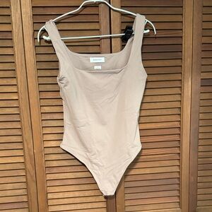 Aritzia Babaton Taupe Square Neck Tank Bodysuit Medium